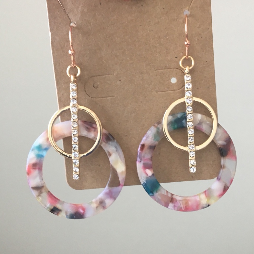 Open Circle Earrings w/Rhinestone Accents
